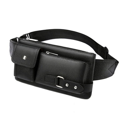 Men'S Belt Bag Classic Solid Color PU Leather Waist Bag Outdoor Leisure Travel Fanny Pack Purse