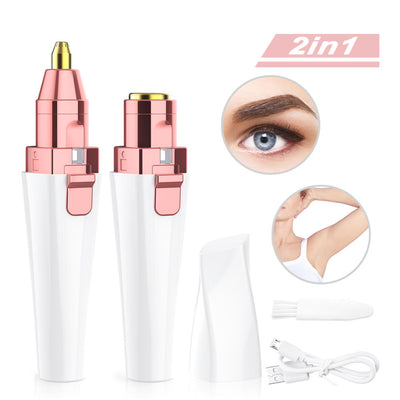 USB Charging Lipstick Shaver 2 in 1 Mini Electric Eyebrow Trimmer Facial Shaver Hair Removal Instrument