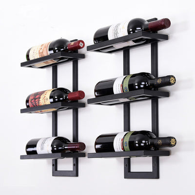 Modern Iron Wall-Mounted Wine Holder Simple Hanging Wine Rack Holder Iron Art Wine Support Cabinet Flat Tilted Types 2-6 Bottles