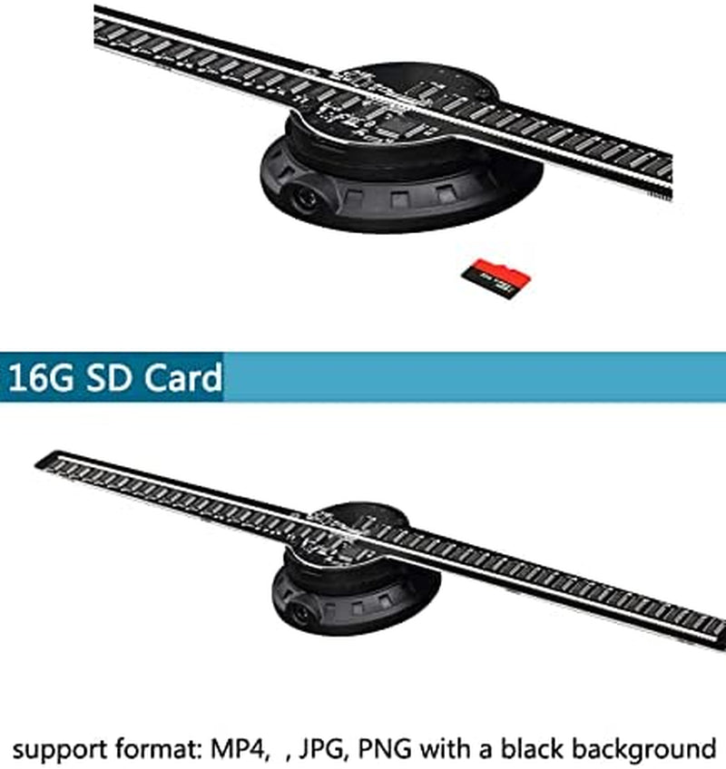 Proiettore Olografico,42Cm Ventola per Ologrammi,  Ologramma 3D Da Display Pubblicitario 3D, 700 Video Libreria E 224 LED per Segnaletica Aziendale, Bar, Casinò, Feste