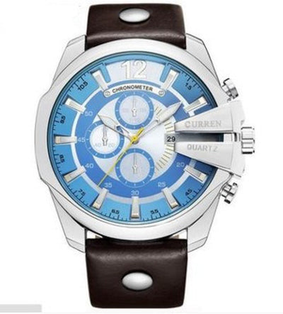 Fashionable Large Dial Decorated Three-Eye Men'S Watch