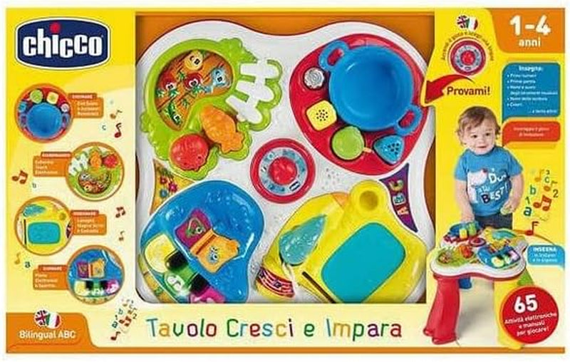 Tavolo Cresci E Impara Bilingue, Tavolino Multiattività Bambini Italiano/Inglese, Gioco Educativo Elettronico Interattivo E Parlante Con Effetti Sonori E Luminosi, Giochi per Bambini 1-4 Anni