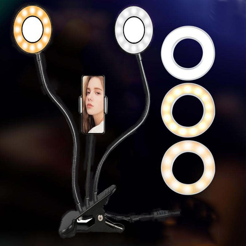 Two-head USB Port Small Clip Type Anchor Selfie Beauty Lamp