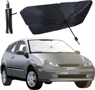 Ombrello Parasole Auto Pieghevole E Portatile - Proteggi La Tua Auto Dal Sole Con Torna Ai Risultati Protezione UV Al 99.9%, Custodia Inclusa, 125X65Cm per Auto Medio/Piccolo