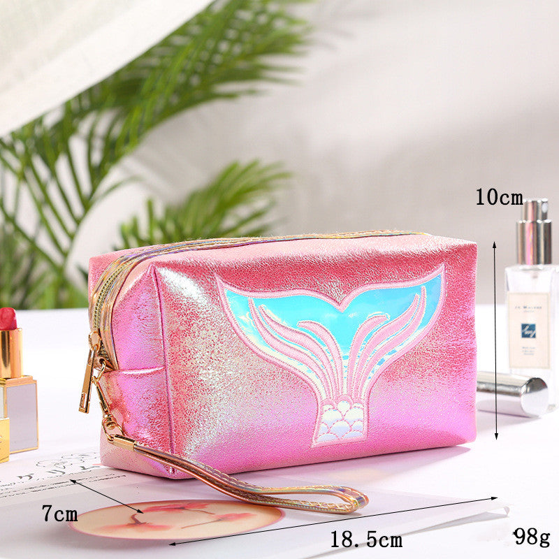 Hot Selling Colorful Pu Makeup Bag Cartoon Fishtail Women&