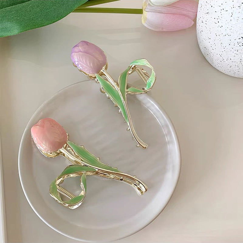 New Tulip Flower Hair Clip Simple and Versatile