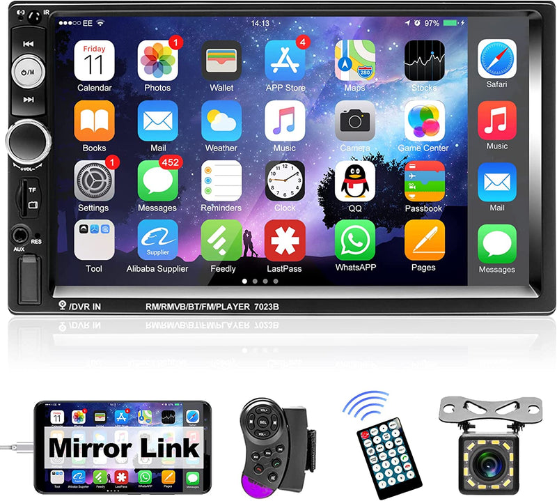Autoradio 2 Din Con Vivavoce Bluetooth, 7 Pollici Radio Stereo Auto Con Schermo USB FM AUX TF Controllo Del Volante Collegamento Mirror per Telefono Android/Ios + Telecamera Posteriore