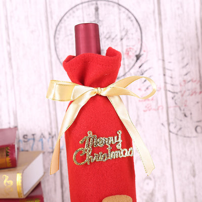 Christmas Table Flannel Fabric Wine Gift Box Wine Bottle Bag