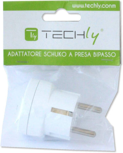 TECHLY 100129 Adattatore Spina Schuko a Presa 10/16A Bianco Bianco