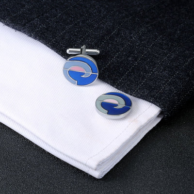 Blue Enamel French Cufflinks Men'S Shirt Cuff Buttons