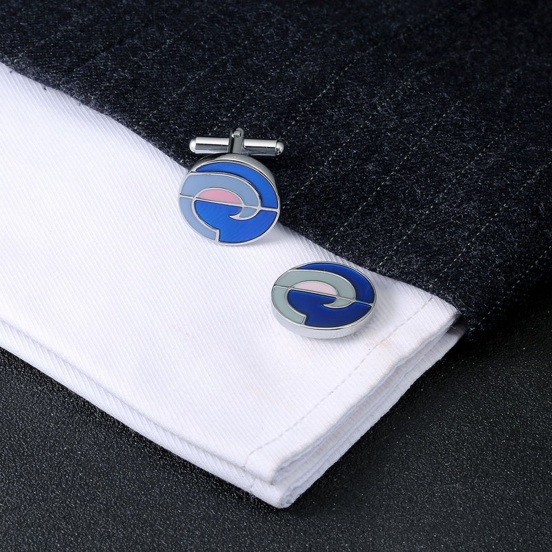 Blue Enamel French Cufflinks Men&