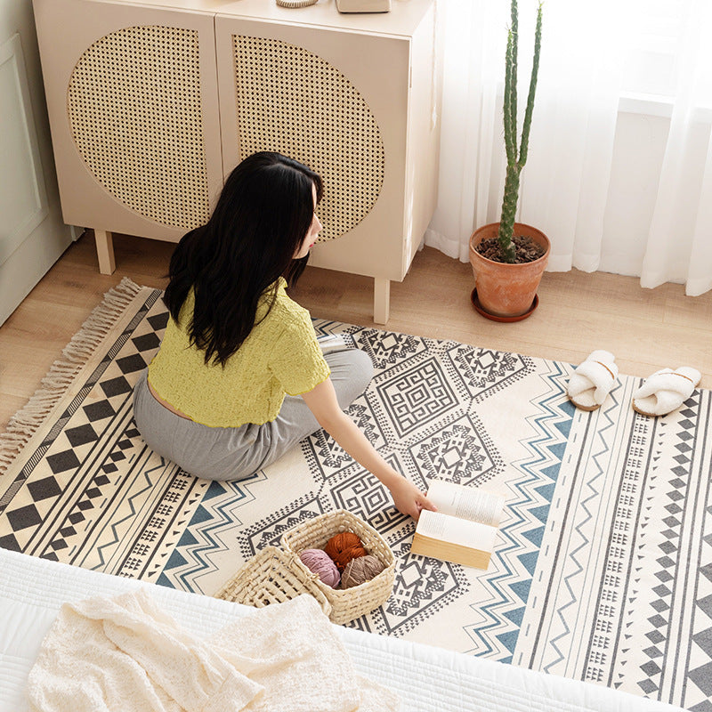 Bedroom Ethnic Style Cotton and Linen Bedside Blanket