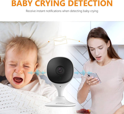 Telecamera Wi-Fi Interno, Telecamera Di Sicurezza Con Rilevazione Del Movimento Umano & Visione Notturna, 1080P Baby Monitor, Allarme Di Suoni Anormali, Compatibile Con Alexa/Google, Cue 2C