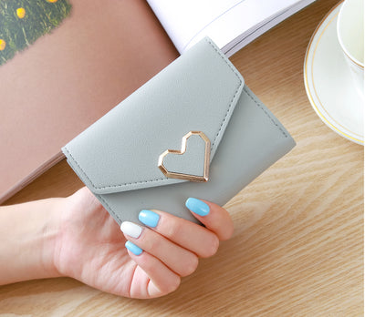 Ins New Simple Thin Korean Buckle Mini Change Purse Student Lady Purse Female Short Card Bag