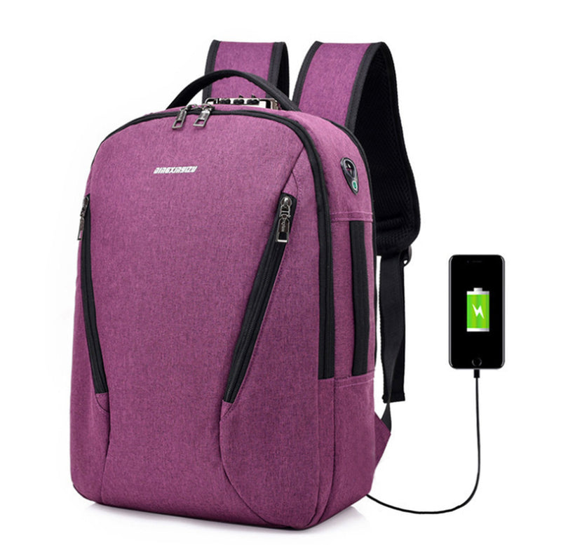 New Double Shoulder Bag Male Outdoor Travel College Schoolbag Computer Knapsack USB Charging, Waterproof and Anti-Theft