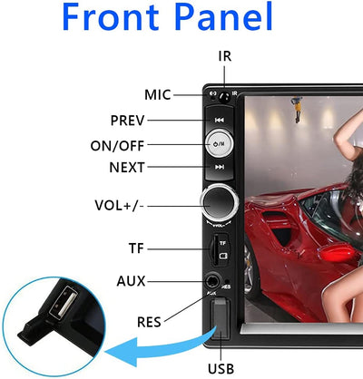 Autoradio 2 Din Con Vivavoce Bluetooth, 7 Pollici Radio Stereo Auto Con Schermo USB FM AUX TF Controllo Del Volante Collegamento Mirror per Telefono Android/Ios + Telecamera Posteriore