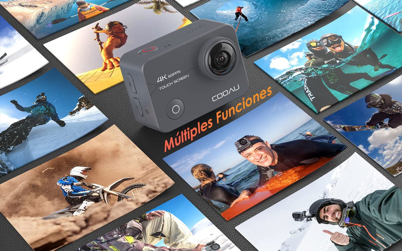 Action Cam Nativo 4K 60Fps 20MP Touch Screen Wi-Fi Videocamera Con Zoom 8X Nuova EIS Anti-Shake, Custodia Fotocamera Subacquea Impermeabile 40M, Regolabile Microfono Esterno, 2X1350Mah Batterie