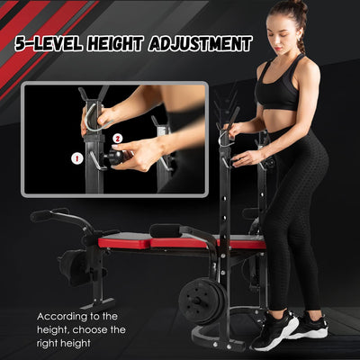 Panca Pesi Pieghevole Con Schienale Regolabile & Supporto Bilanciere, Multifunzione Fitness Palestra in Casa,Allenamento per Butterfly Arms, Curl Legs, Support Curl, Max. 150 Kg, SY-5430B