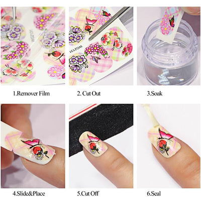 1Pcs Nail Sticker Butterfly Flower Water Transfer Decal Sliders for Nail Art Decoration Tattoo Manicure Wraps Tools Tip JISTZ508