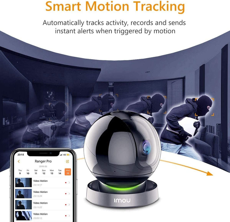 Telecamera Wi-Fi Interno, Videocamera Di Sorveglianza 1080P, Crociera Automatica & Tracciamento Intelligente, Sirena+Faretto & Audio Bidirezionale, Compatibile Con Alexa, Ranger PRO Aggiornato