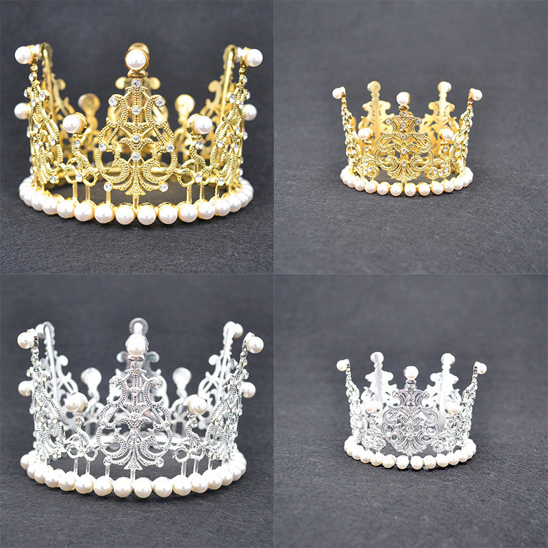 Alloy round Pearl Crown Cake Decoration