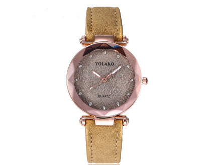 Matte Belt Color Foundation with Diamond Dial Quartz Watch