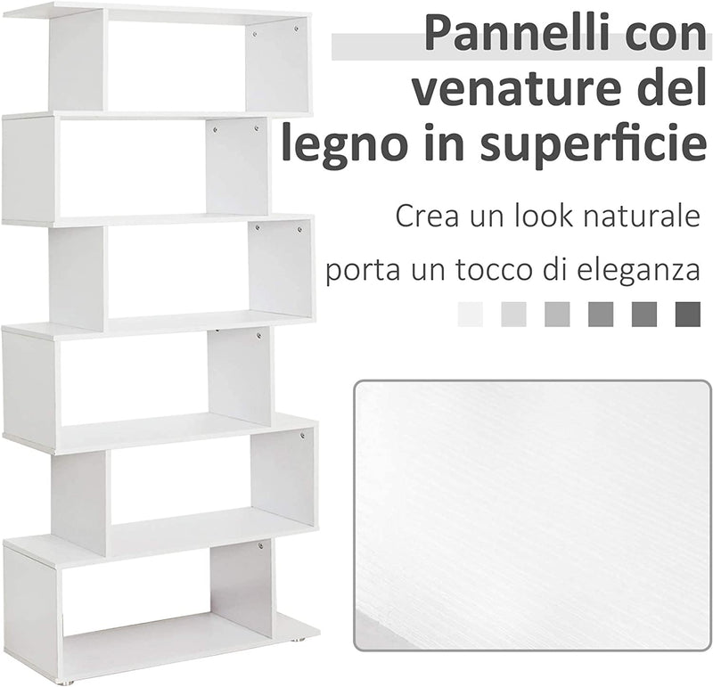 Libreria Di Design Mobili Ufficio Scaffale in Legno 80X24X191Cm Bianco