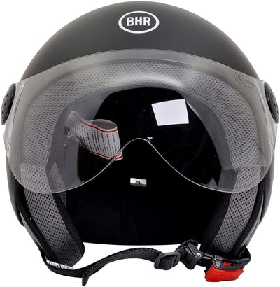 Casco Scooter Demi-Jet 800 EASY, Casco Motorino Omologato ECE 22.05, Peso & Dimensioni Ridotte per Città E Sottosella, Nero Opaco, M