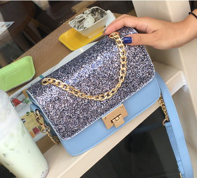 Women'S Tote Bag Fashion Sequined Small Square Lady PU Fashion Hand Bag