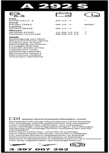 Tergicristalli Aerotwin A292S, Lunghezza 600Mm/380Mm, 1 Set per Parabrezza Anteriore