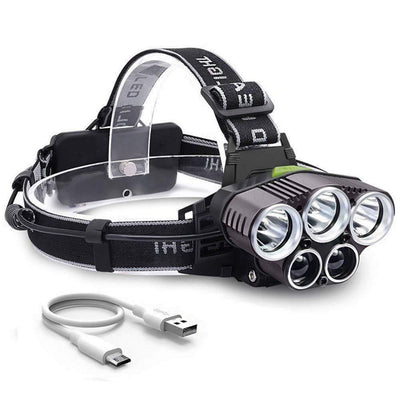 6-Mode USB Rechargeable Outdoor Night Fishing 5LED Headlight