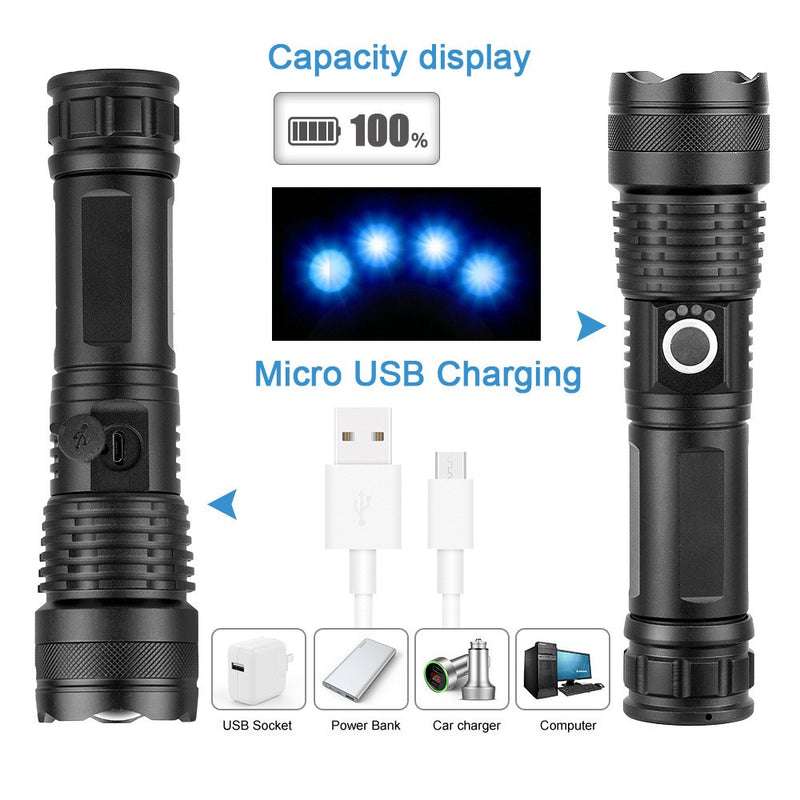 Aluminum Alloy Strong Light Power Display Telescopic Flashlight