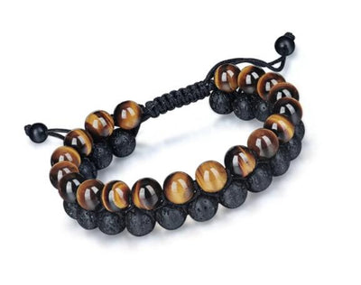 Tiger'S Eye & Lava Stone Bracelet