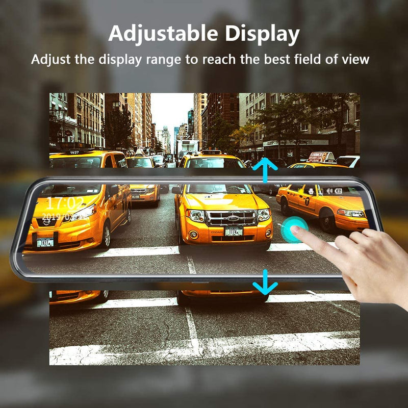 【Neue Version】 Specchio Retrovisore Auto 10 Pollici Touchscreen, Posteriore E Anteriore 1080P Mirror Dash Cam Specchietto Retrovisore Con Cavi Da 10M, Visione Notturna Grandangolare 170°