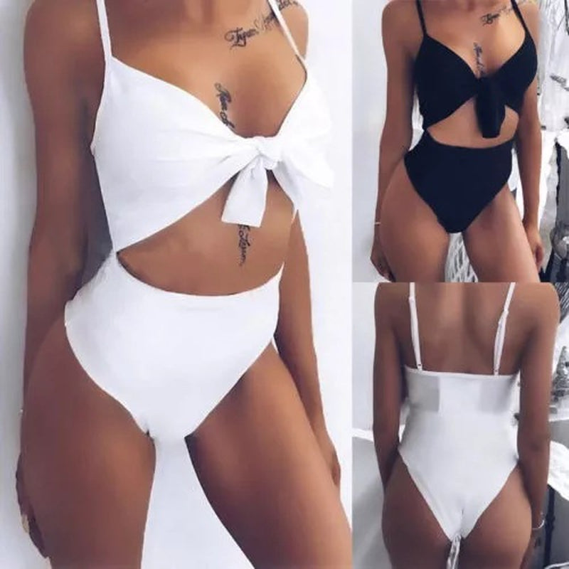 European and American Sexy Hot Style Solid Color One-Piece Bikini