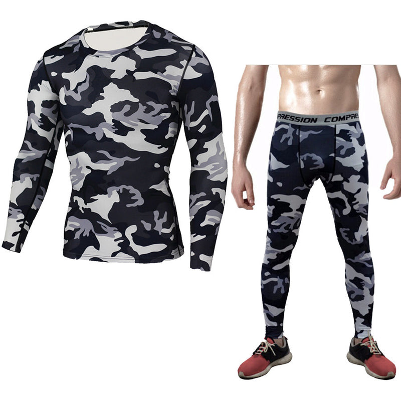 Camouflage Compression Baselayer Set Sports Compression Set Long Sleeve T-Shirt Tights Exercise Clothes Workout Bodysuit Fitness Suits for Men