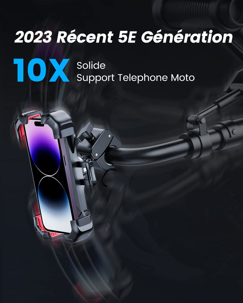 2023  Supporto Telefono Bicicletta, [1S Blocco][100Mph Militare Antivibrante] Porta Cellulare Moto, [5S Installazione ] Universale Manubrio Holder per Iphone 14, Samsung S23, 4,7-7" Smartphone