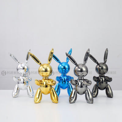 Shiny Balloon Rabbit Statue Simulation Rabbit Animal Art Sculpture Resin