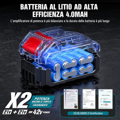 8 Pollici Mini Motosega a Batteria 4000Mah Brushless,  Sega a Batteria per Potatura Con Oliatore Automatico, 2 Batterie E Caricatore, Motosega Elettrica per Il Taglio Del Legno, DL07