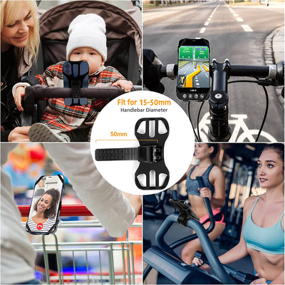 Porta Cellulare Bici, Universale Supporto Smartphone per Bici 360° Rotabile, Staccabile Telefono Porta per MTB Moto Bicicletta Compatibile Con Iphone 13/12/11/Pro Max, Smartphone 4.5"-7.0" (Nero-4)