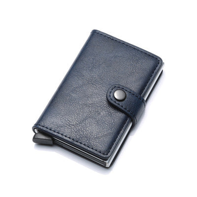 RFID Anti-Theft Men Vintage Wallet Aluminum Metal Purse Leather Cover