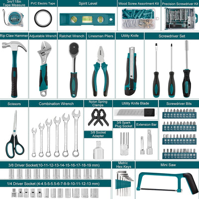 Cassetta Attrezzi Completa 257-PCS Set Attrezzi Lavoro - Fai Da Te Portatile  Valigetta Utensili Con Set Bussola Cacciavite Precisione Set Chiavi Compreso Cricchetto Martello Metro Set Viti