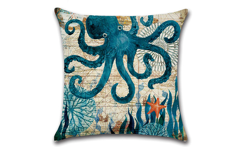 Marine Life Sea Turtle Seahorse Whale Octopus Pillow