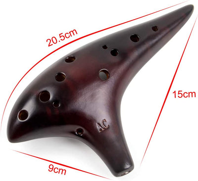 Ocarina in Ceramica Fumé Ocarina Alto C a 12 Fori Borsa Protettiva Libretto Di Brani Di Base per Bambini E Adulti Affumicato