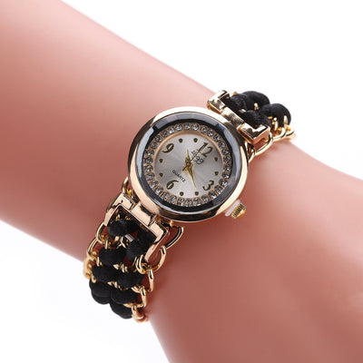 Fashion Leisure High Quality Woman Watch Women Knitting Rope Chain Winding Analog Quartz Movement Wrist Watch