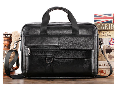 Leather Men'S Briefcase Top Layer Cowhide Messenger Bag Large Capacity Single Shoulder Bag Business Multi-Function