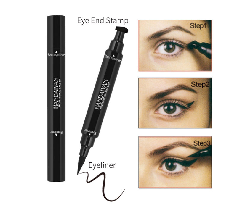 Double-Headed Seal Eyeliner Triangle Seal Eyeliner 2-In-1 Waterproof Eyeliner