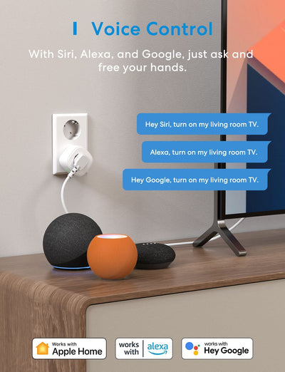 Presa Smart Wifi, Presa Intelligente, Compatibile Con Alexa, Apple Homekit Siri, E Google Assistant, Controllo Vocale E Remoto, Nessun Hub Richiesto, 16A, 3840W, 2,4Ghz