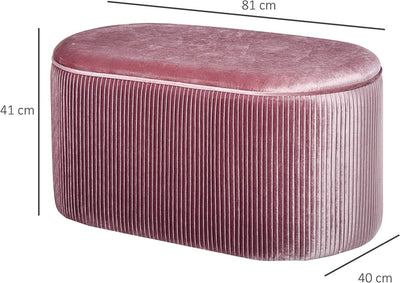 Pouf Panca Contenitore in Velluto Stile Moderno, Panca Imbottita per Camera Da Letto, Soggiorno E Ingresso, Rosa, 81X40X41Cm