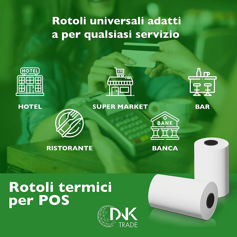 20 Rotoli Pos in Carta Termica Di Alta Qualità 57X20 Metri, Ideali per I Dispositivi POS Nexi, Nexa, Sumup E Altri Dispositivi POS Compatibili. (20)